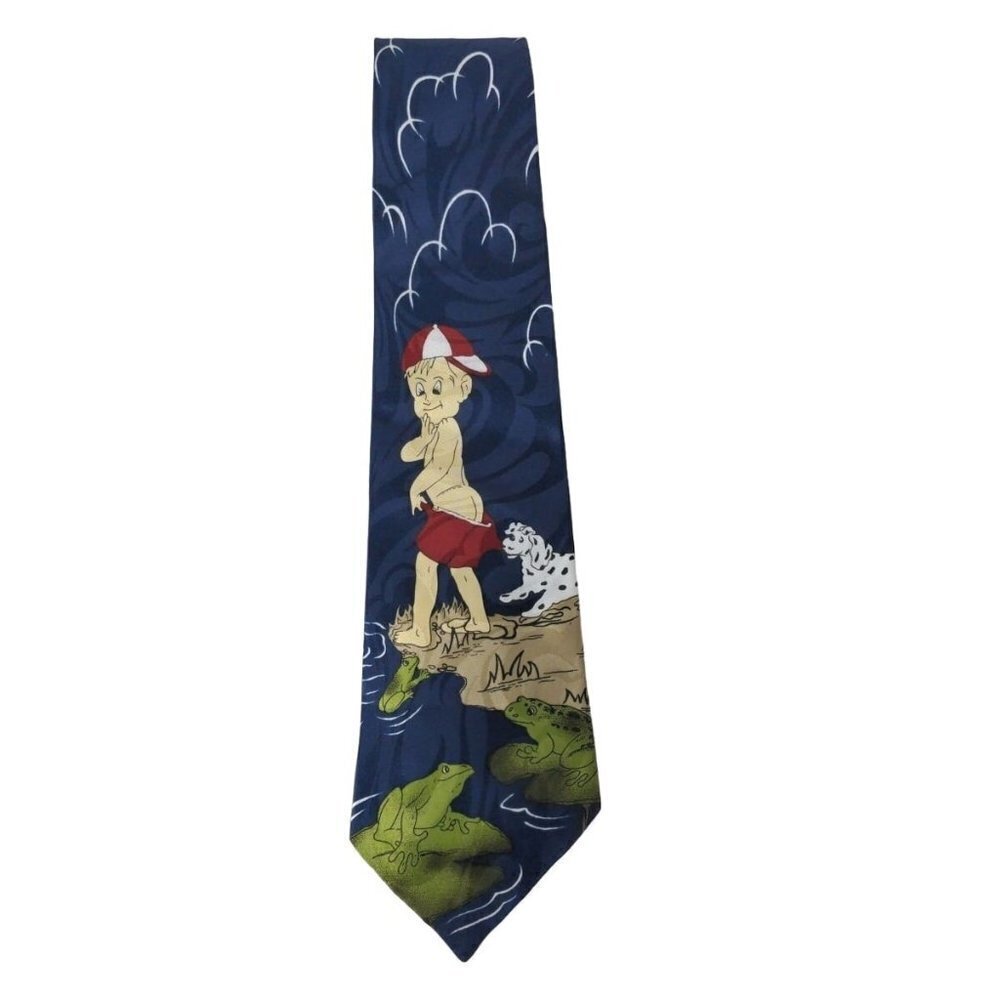 Dimoda Boy Puppy Dog Frogs Novelty Tie - Picture 4 of 6